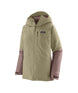 Patagonia Insulated Powder Town Womens Jacket- Beige jacket with light maroon accents on a white background