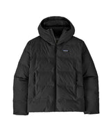 Patagonia Jackson Glacier Mens Jacket- Black puffer jacket with a hood on a white background