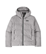 Patagonia Jackson Glacier Mens Jacket- Gray quilted jacket with a hood on a white background