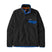 Patagonia Lightweight Synch Snap-T Mens Pullover-Black fleece pullover with blue accents on a white background