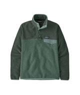 Patagonia Lightweight Synch Snap-T Mens Pullover-Green fleece pullover with brand logo on a white background