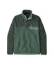 Patagonia Lightweight Synch Snap-T Mens Pullover-Green fleece pullover with brand logo on a white background