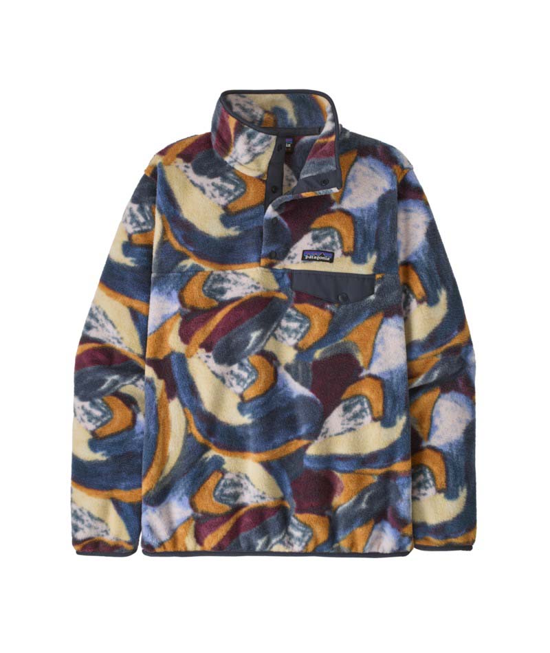 Patagonia Lightweight Synch Snap-T Womens Pullover-Colorful patterned jacket with a visible brand logo on a white background