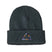 Patagonia Logo Kids Beanie- Dark gray beanie with a colorful triangle logo on a white background
