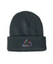 Patagonia Logo Kids Beanie- Dark gray beanie with a colorful triangle logo on a white background