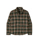 Patagonia LongSleeve Lightweight Fjord Flannel Mens Shirt-Plaid shirt with green and brown pattern on a white background