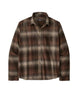 Patagonia LongSleeve Lightweight Fjord Flannel Mens Shirt- Plaid shirt with brown and beige pattern on a white background