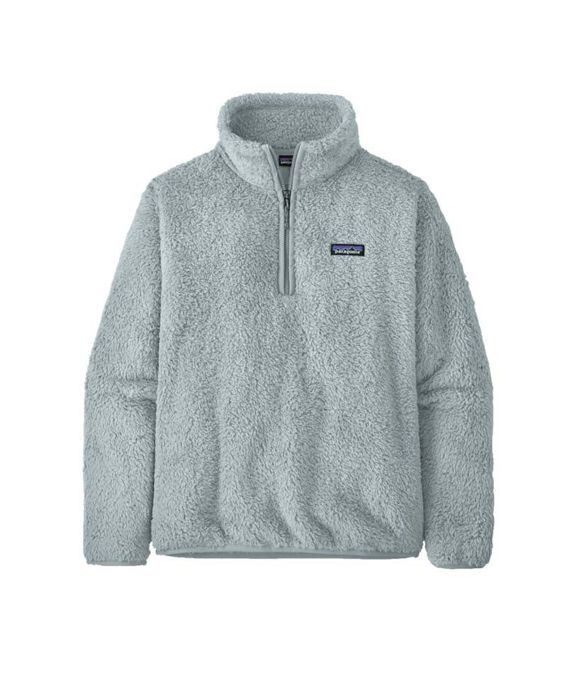 Patagonia Los Gatos 1_4 Zip Womens- Light Blue fleece pullover with a brand logo on a white background