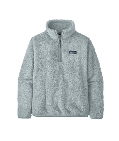 Patagonia Los Gatos 1_4 Zip Womens- Light Blue fleece pullover with a brand logo on a white background