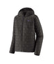 Patagonia Nano Puff Mens Hoody- Black quilted jacket with a brand logo on a white background