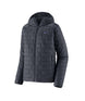 Patagonia Nano Puff Mens Hoody- Dark gray quilted jacket with a hood on a white background