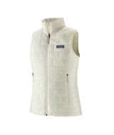 Patagonia Nano Puff Womens Vest-White insulated vest with Patagonia logo on a white background