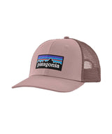 Patagonia P-6 Logo Trucker Hat- Light Pink Trucker Hat with darker pink mesh on the back that has the Patagonia logo on the front