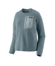 Patagonia R1 Air Womens Crew-Blue sweater with a pocket on a white background