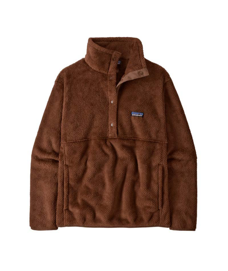Patagonia Re-Tool Half Snap Womens Pullover- Brown fleece pullover with a brand logo on a white background