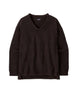 Patagonia Recycled Wool-Blend V-Neck Womens Sweater- Dark brown ribbed sweater on a white background