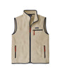 Patagonia Retro Pile Mens Vest- Beige fleece vest with red zippers on a white background