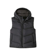 Patagonia Sindit Womens Vest- Black puffer vest with a hood on a white background