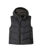 Patagonia Sindit Womens Vest- Black puffer vest with a hood on a white background