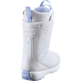PearlBOA- Light grey snowboard boot with blue accents on a white background