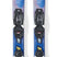 PearlJr-Pair of blue skis with bindings on a white background