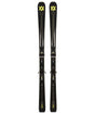 Peregrine82Lowride_LR13FR- Pair of black skis with yellow branding on a white background