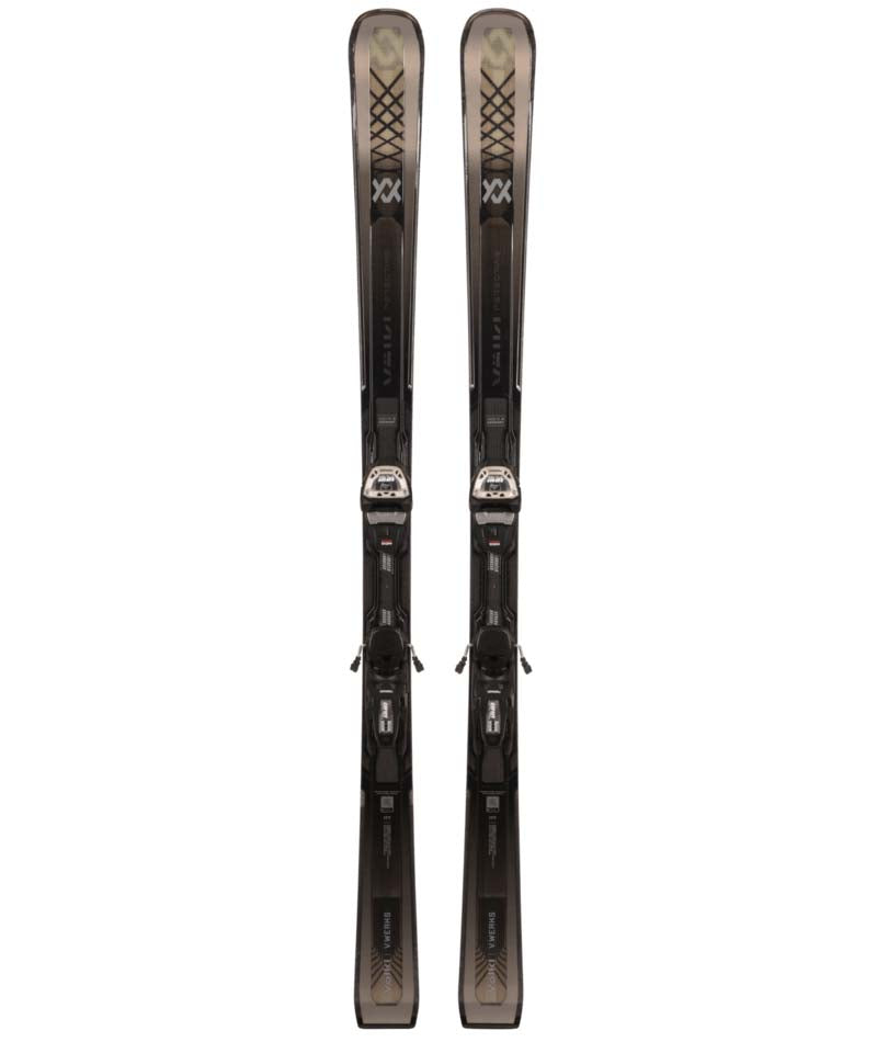 PeregrineV-Werks_LR13FRVwerks-Pair of skis with bindings on a white background