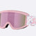 Pixie-Bliz ski goggles in matte pink with a mirrored pink lens and a matching pink strap, shown on a light gray background.