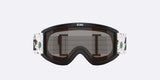 Pixie-Bliz ski goggles in matte black with a mirrored brown lens and a matching black strap, shown on a light gray background.