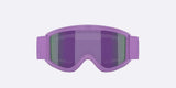 Pixie-Bliz ski goggles in matte purple with a mirrored purple lens and a matching purple strap, shown on a light gray background.