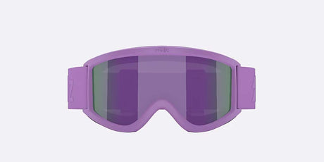 Pixie-Bliz ski goggles in matte purple with a mirrored purple lens and a matching purple strap, shown on a light gray background.
