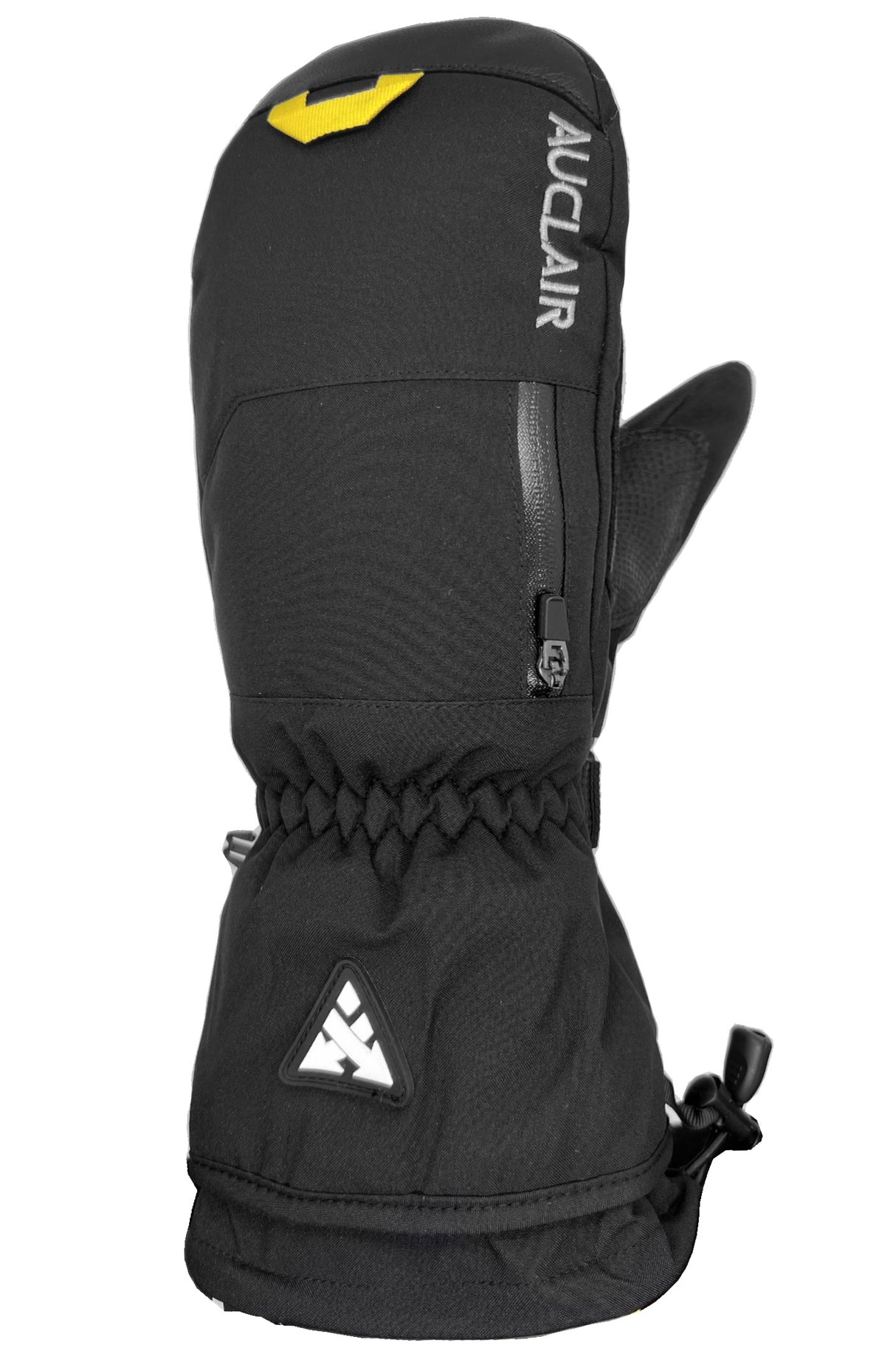 PowderKing2.0Mitt-Black mitten with a visible brand logo on a white background
