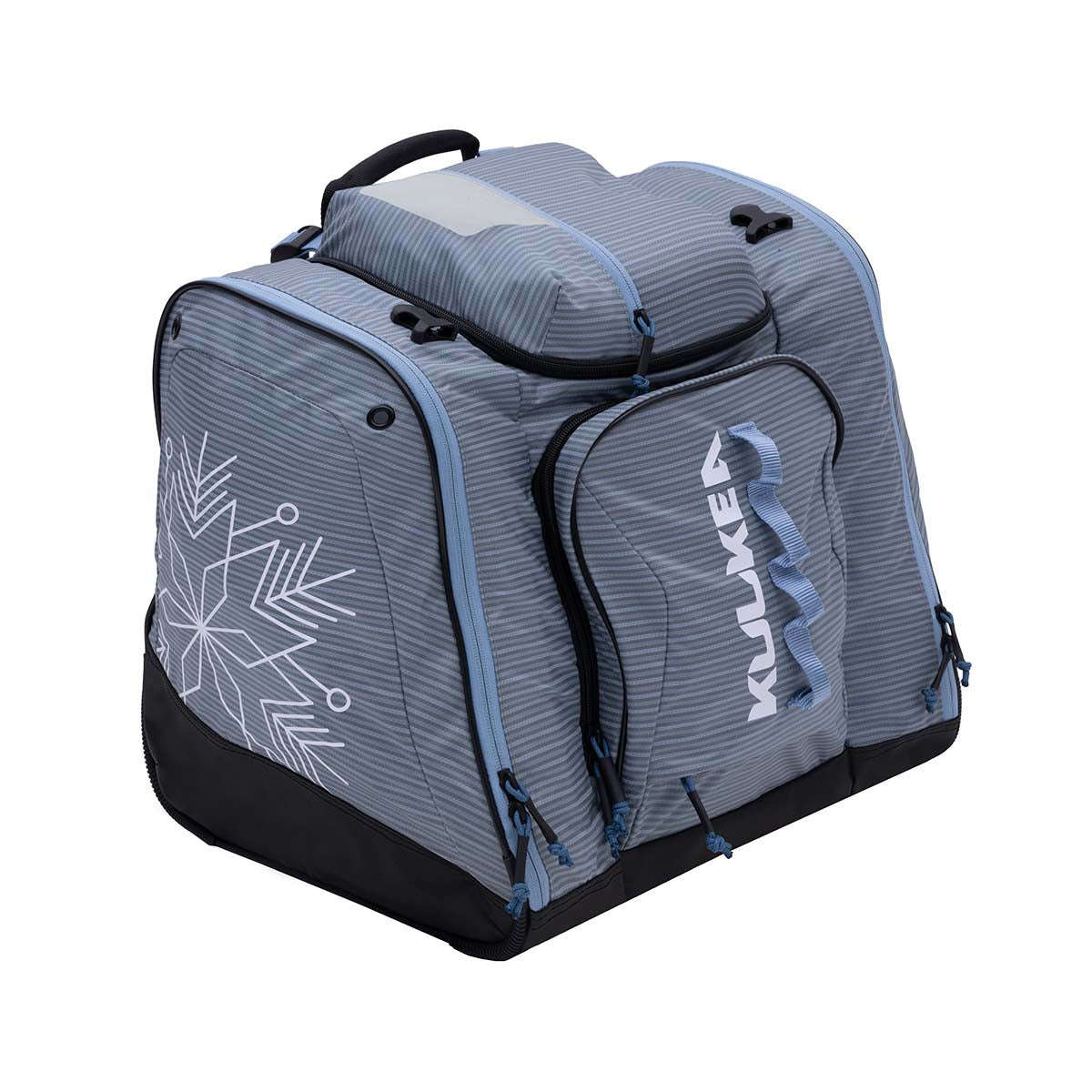 PowderTrekker- Light purple and blue bag with 'Kulkea' branding on a white background