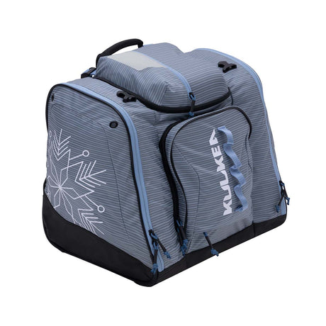 PowderTrekker- Light purple and blue bag with 'Kulkea' branding on a white background