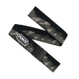 PowxJoesph-Black and gray patterned belt with a visible brand logo on a white background