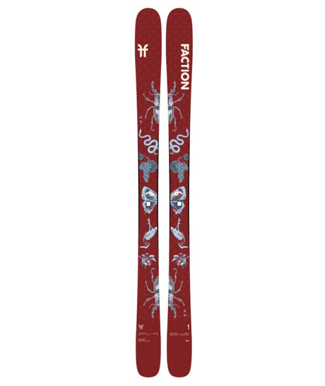 Prodigy1Capsule-Red Faction skis with a white logo on a white background