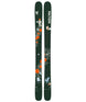 Prodigy2Capsule- Two green Faction skis with artistic designs on a white background