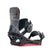 Program- Grey, black, and red snowboard bindings on a white background