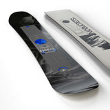 Pulse- Black multi colored snowboard on a white background 