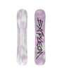 PushUp- Two views of a snowboard with a colorful design and brand logo on a white background