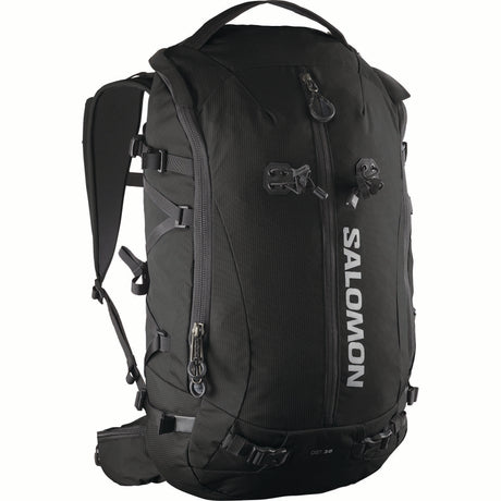 QST38-Black Salomon backpack on a white background