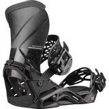QuantumCarbon-Pair of black snowboard bindings on a white background