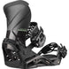 QuantumCarbon-Pair of black snowboard bindings on a white background