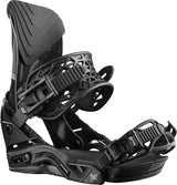 QuantumCarbon-Pair of black snowboard bindings on a white background