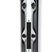 RC4NoizeST-A Fischer ski shown vertically against a plain white background, featuring a dark blue and black base with yellow, white, and green graphics and bindings attached.