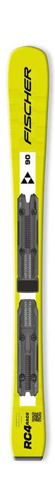 RC4RACEJR- A pair of skis in a yellow and black colorway, featuring the Fischer logo and 'RC4 Race' text.