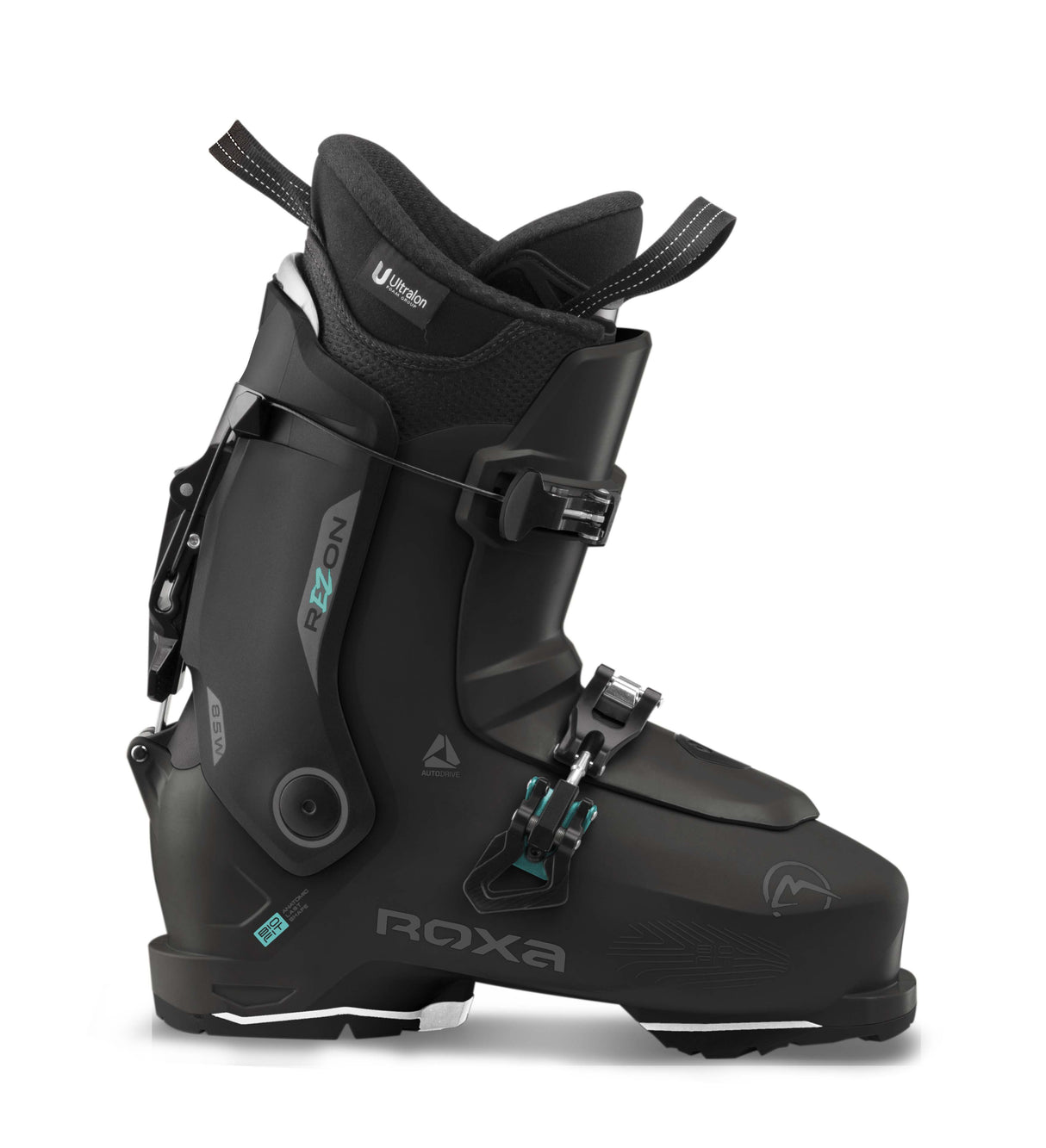 REZON85W- Black ski boot on a white background