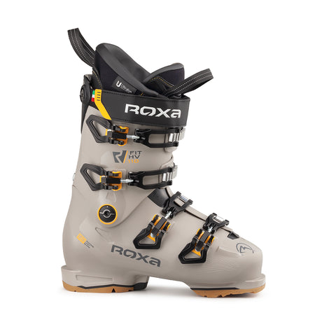 RFITHV110-A single men's Roxa R/Fit HV 110 GW ski boot in beige and black color with visible buckles and the brand name on the side.