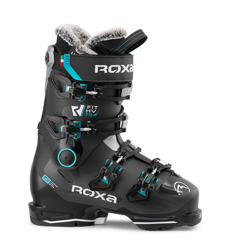 RFITHV75W- Black ski boot with visible branding on a white background
