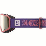 RIO-Salomon ski goggles with pink and purple strap on a white background
